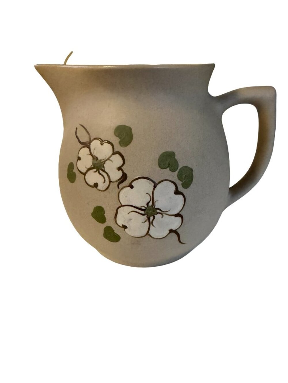 Pigeon Forge Pottery Handcrafted Stoneware Creamer Pitcher Dogwood Floral Gray Y